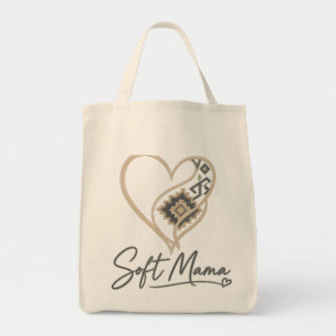Boho Tribal Heart "Soft Mama" Elegant Typography D Tote Bag