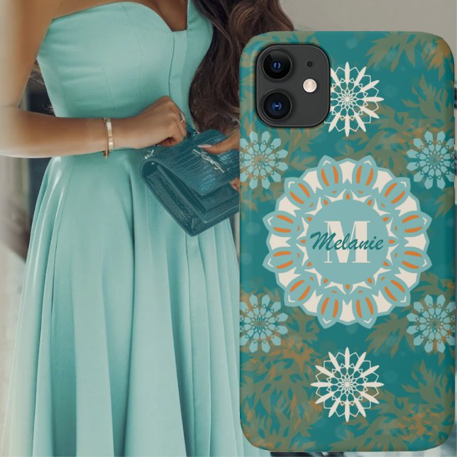 Boho Tribal Mandala in Orange and Teal Variation 2 Case-Mate iPhone Case (Boho Tribal Mandala in Orange and Teal Variation 2 Case-Mate iPhone Case by Leapfroglisics Shop)