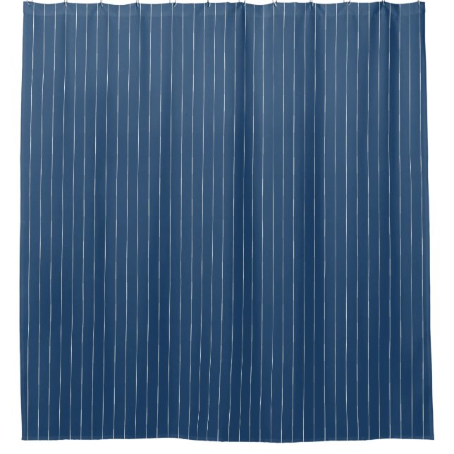 Boho Tribal Nautical Navy Blue stripe Shower Curtain (Front)