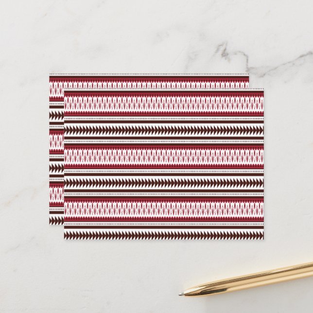 Boho Tribal Postcard Red Pattern Rustic Aztec (Front/Back In Situ)