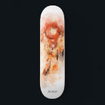 *~* Boho Tribal Shamanic Sacred Dream Catcher Skateboard<br><div class="desc">* Western BOHO American Watercolor Abstract Dream Catcher Journey with lovely Feathers as a Shamanic symbol for a Native American Spiritual Healer or BOHEMIAM design. * . *** The colours are mostly deep RUST COPPER BRONZE colours on WHITE. This spirit based esoteric popular boho creative abstract modern dreamcatcher and feathers...</div>