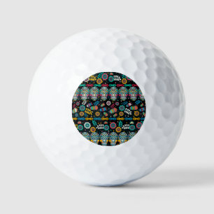 Boho tribal skulls: colourful pattern. golf balls
