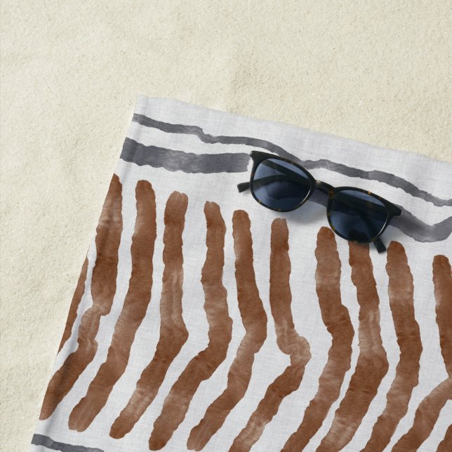 Boho Tribal Striped Beach Towel (In Situ)