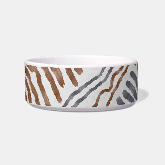 Boho Tribal Striped Pet Bowl (Front)