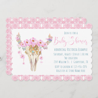 Boho Tribal Watercolor Baby Shower Invitations