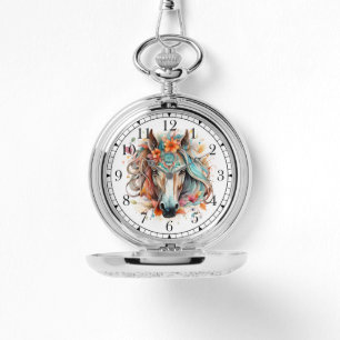 Boho Tribal Watercolor Horse Stylish Chic Womans Watch