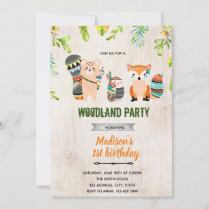 Boho tribal woodland shower invitation