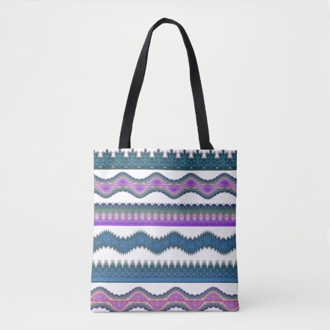 Boho Tribal Zigzag Pattern Tote Bag  (Front)