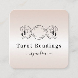 Boho Triple Moon Cream Reader Energy Healer Square Business Card
