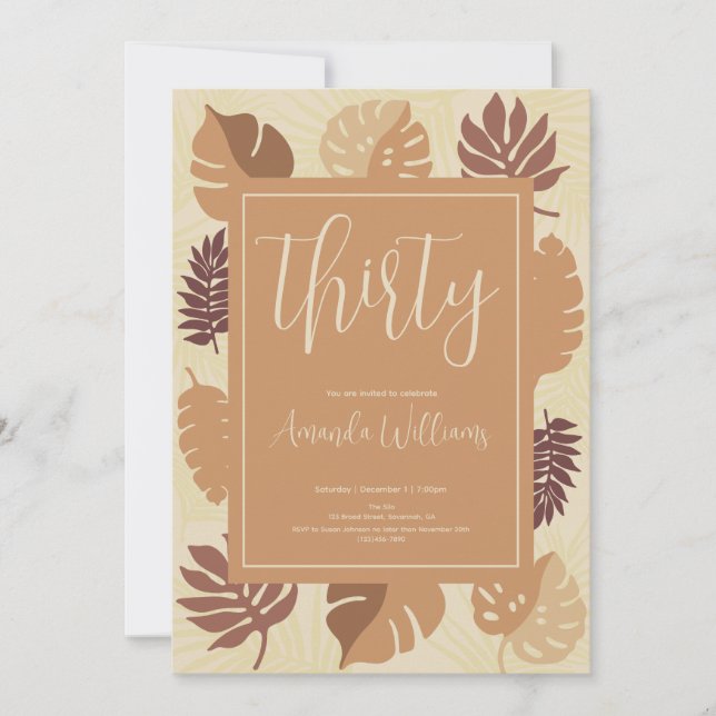 Boho Tropical 30th Birthday Invitation (Front)