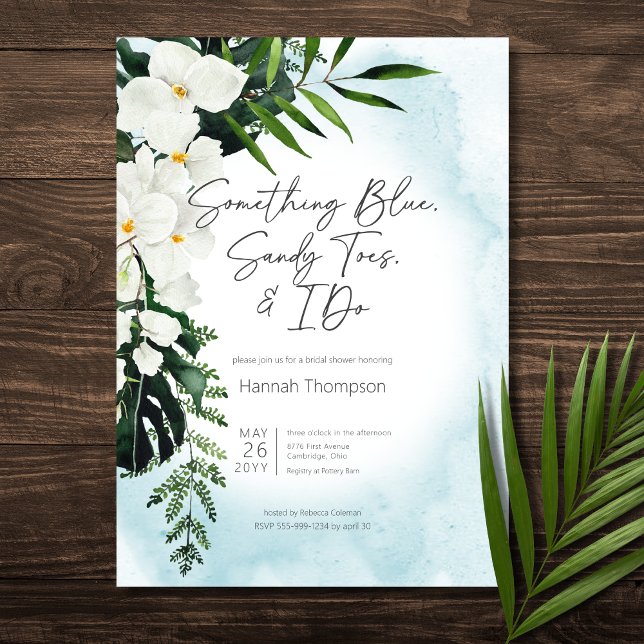 Boho Tropical Aqua Something Blue Bridal Shower Invitation (Boho Tropical Aqua Something Blue Bridal Shower Invitation)