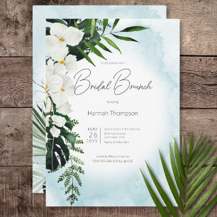 Boho Tropical Aqua Watercolor Bridal Brunch Invitation
