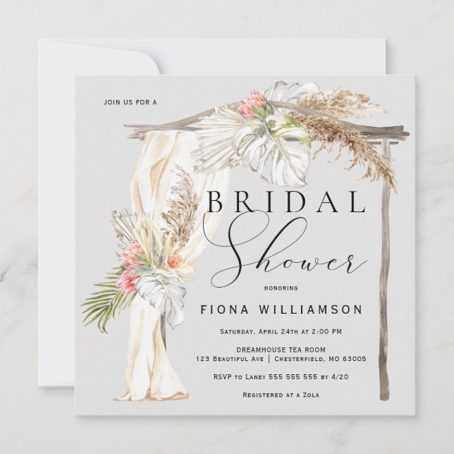 Boho Tropical Arch Bridal Shower Invitation (Front)