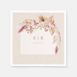 Boho Tropical Beach Floral Monogram Wedding Napkin