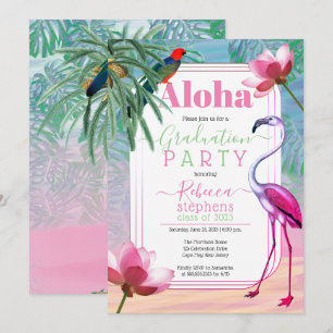 Boho Tropical Beach Watercolor Graduation Party Invitation