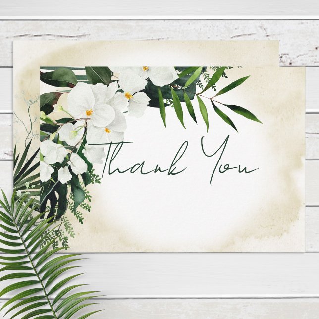 Boho Tropical Beach Watercolor Wedding Thank You Card (Creator Uploaded)