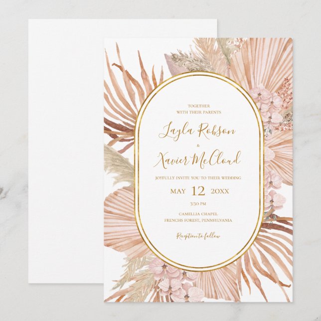 Boho Tropical Botanical Casual Wedding Invitation (Front/Back)