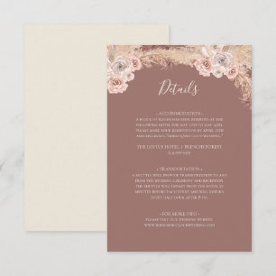 Boho Tropical Botanical Dusty Rose Details Enclosure Card