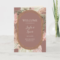 Boho Tropical Botanical Dusty Rose Folded Wedding