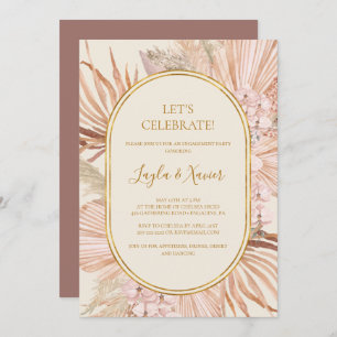 Boho Tropical Botanical Dusty Rose Let's Celebrate Invitation