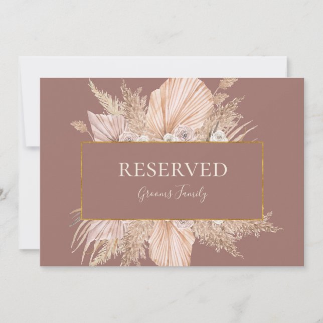 Boho Tropical Botanical | Dusty Rose Reserved Sign (Front)