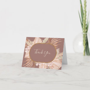 Boho Tropical Botanical Dusty Rose Thank You Card