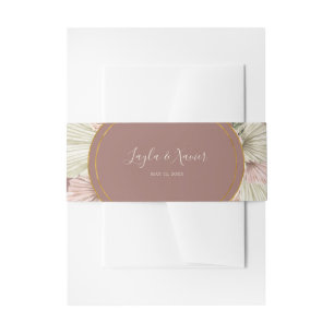 Boho Tropical Botanical Dusty Rose Wedding Invitation Belly Band