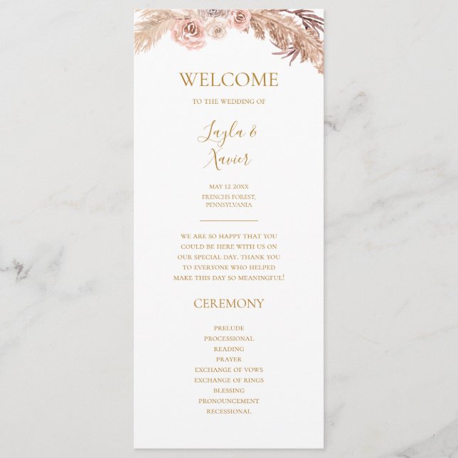 Boho Tropical Botanical | Flat Wedding Program  Programme (Front)