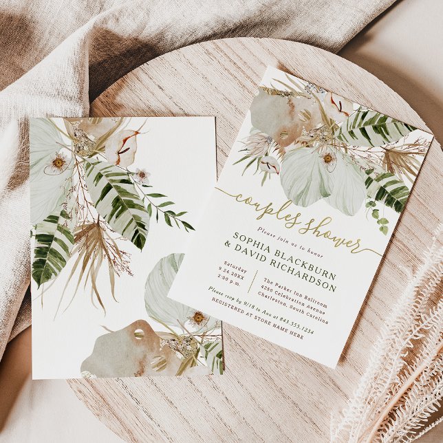 Boho Tropical Botanical Floral | Couples Shower Invitation (Creator Uploaded)