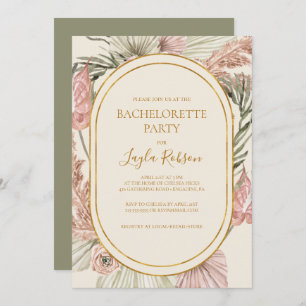Boho Tropical Botanical Green Bachelorette Party Invitation