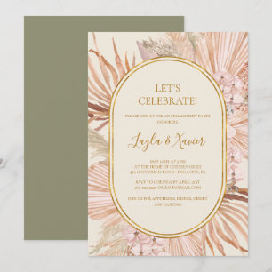 Boho Tropical Botanical Green Let's Celebrate Invitation