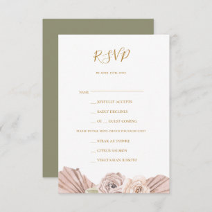 Boho Tropical Botanical Green Menu Choice RSVP
