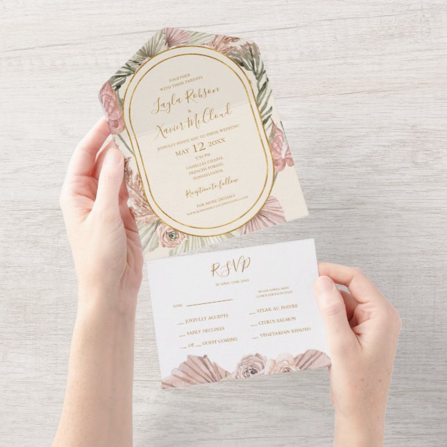 Boho Tropical Botanical | Green Seal And Send All In One Invitation (Tearaway)