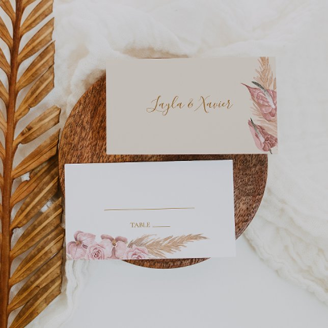 Boho Tropical Botanical | Ivory Flat Wedding Place Card (Creator Uploaded)