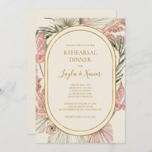 Boho Tropical Botanical Ivory Rehearsal Dinner Invitation