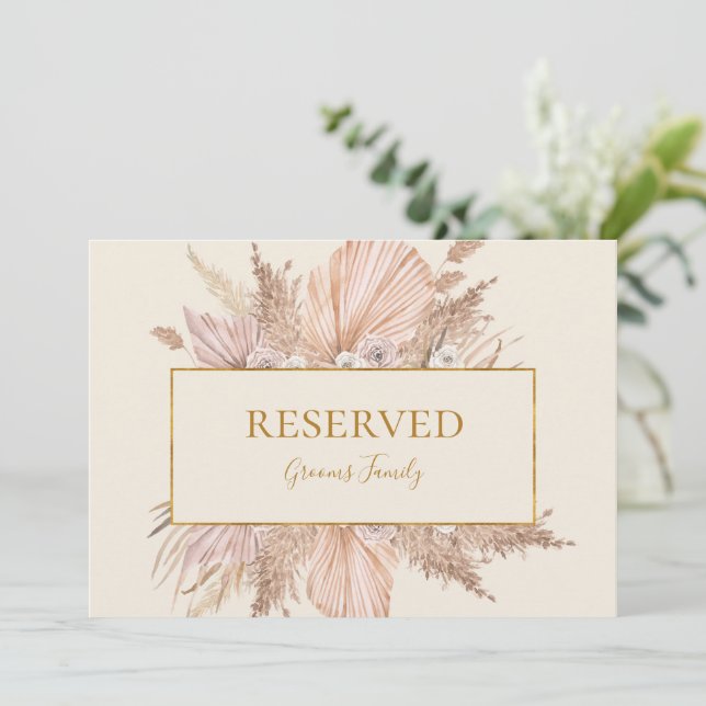 Boho Tropical Botanical | Ivory Reserved Sign (Standing Front)