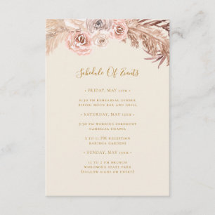Boho Tropical Botanical   Ivory Schedule of Events Enclosure Card