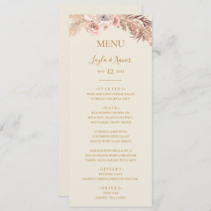 Boho Tropical Botanical   Ivory Wedding Dinner Menu