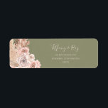 Boho Tropical Botanical Olive Green Return Address<br><div class="desc">This boho tropical botanical olive green return address label is perfect for your elegant rustic floral, green, peach, rose gold wedding. Design features a gold frame or bouquet with modern blush pink pampas grass, simple sage, ivory, champagne palm leaf, and classic beach greenery. The flowers may include pink rose and...</div>