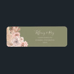 Boho Tropical Botanical Olive Green Return Address<br><div class="desc">This boho tropical botanical olive green return address label is perfect for your elegant rustic floral, green, peach, rose gold wedding. Design features a gold frame or bouquet with modern blush pink pampas grass, simple sage, ivory, champagne palm leaf, and classic beach greenery. The flowers may include pink rose and...</div>