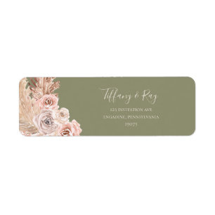 Boho Tropical Botanical Olive Green Return Address