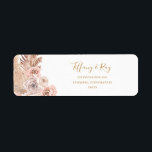Boho Tropical Botanical | Return Address Label<br><div class="desc">This boho tropical botanical | return address label is perfect for your elegant rustic floral, green, peach, rose gold wedding. Design features a gold frame or bouquet with modern blush pink pampas grass, simple sage, ivory, champagne palm leaf, and classic beach greenery. The flowers may include pink rose and orchid....</div>