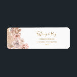 Boho Tropical Botanical | Return Address Label<br><div class="desc">This boho tropical botanical | return address label is perfect for your elegant rustic floral, green, peach, rose gold wedding. Design features a gold frame or bouquet with modern blush pink pampas grass, simple sage, ivory, champagne palm leaf, and classic beach greenery. The flowers may include pink rose and orchid....</div>