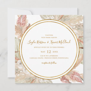 Boho Tropical Botanical Square Wedding Invitation