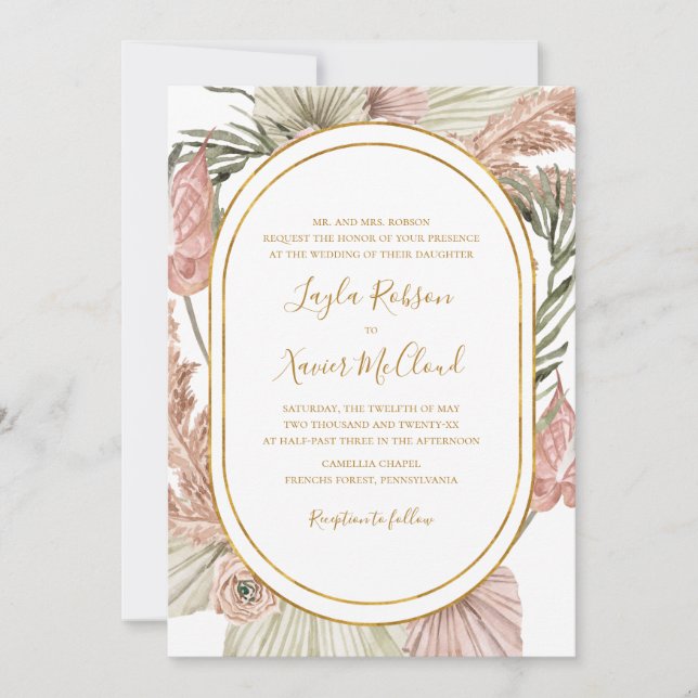 Boho Tropical Botanical | Traditional Wedding Invitation (Front)