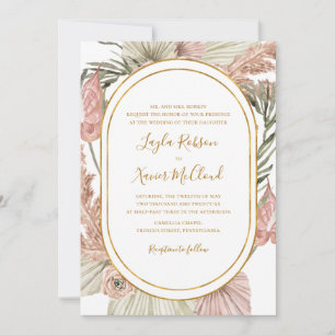 Boho Tropical Botanical   Traditional Wedding Invitation