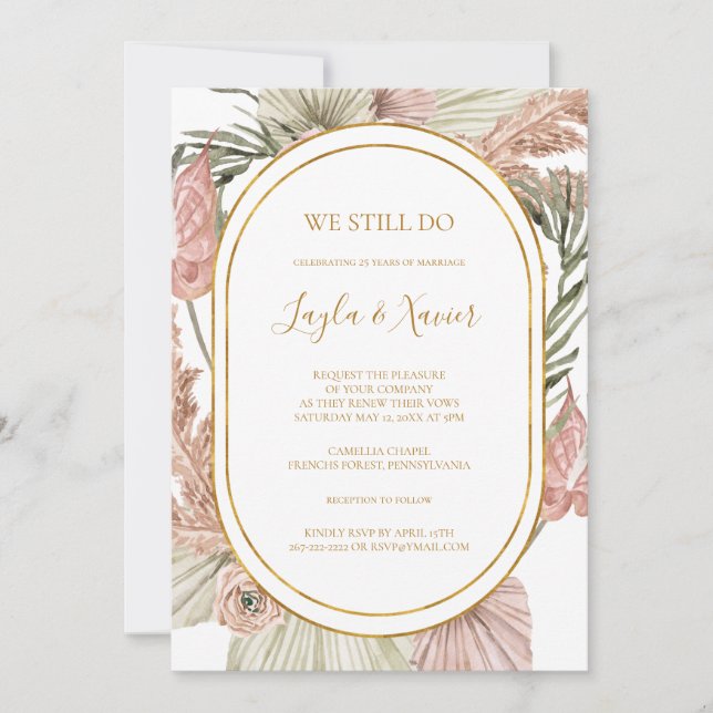 Boho Tropical Botanical | We Still Do Vow Renewal Invitation (Front)
