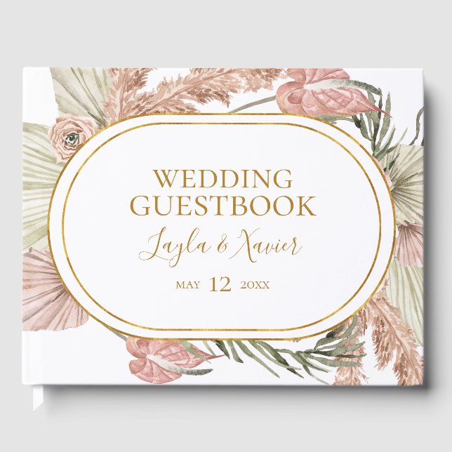 Boho Tropical Botanical | Wedding Guest Book (Front)