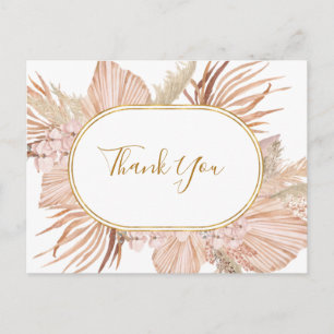 Boho Tropical Botanical Wedding Thank You Postcard