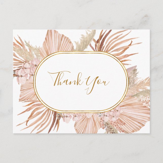 Boho Tropical Botanical | Wedding Thank You Postcard (Front)